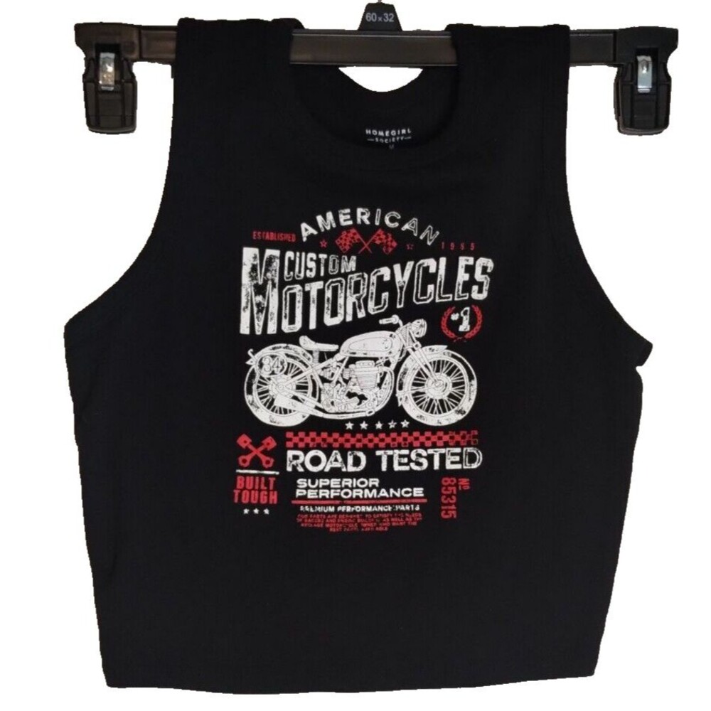 Homegirl Society Kids American Custom Motorcycle Rider Graphic Tank Top Med